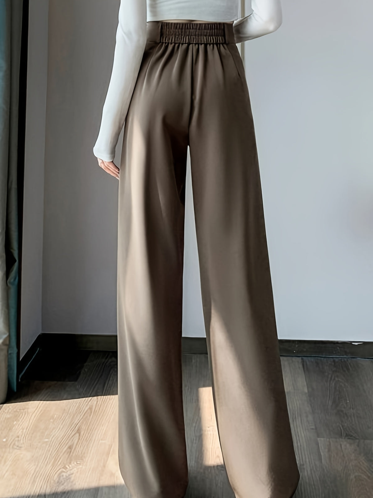 2026 New Summer High-End Women's Suit Pants, High-Waist, Draped Straight-Leg, Slim Fit, Wide-Leg Trousers, Belt-Free, Essential Versatile Workwear for Spring, Summer, and Autumn - Champagne