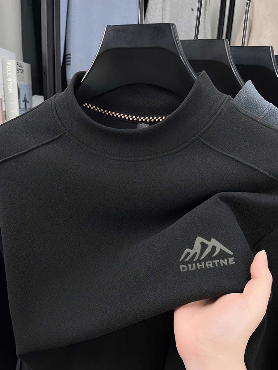 Minimalist Urban Velvet Base Layer for Warmth and Urban Casual Style - Black
