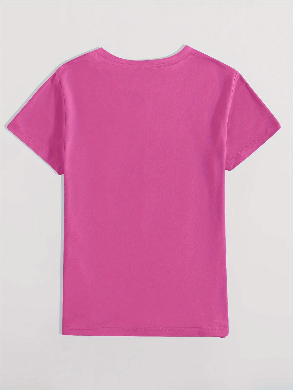 Graphic Print T-Shirt, Short Sleeve Crew Neck Casual Top for Summer & Spring, Women'S Clothing - Rose Red