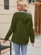 Women's Hooded Autumn/Winter Trench Coat - Olive Green