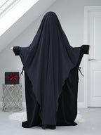 Solid Color Nidaga Prayer Jilbab. The Fabric Is Skin-Friendly And Breathable, Suitable for Women to Wear And Pray Everyday. Robe Abaya (One-Piece Khimar) with Strong Drape, Loose Fit, Ideal for Busy Daily Use Or Prayer - Navy Color