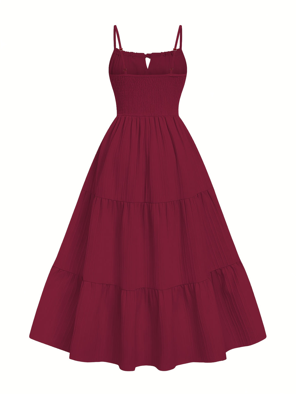 Dress, Lace Detail, Elegant Design, Suitable for Beach, Vacation, And Casual Wear - Burgundy