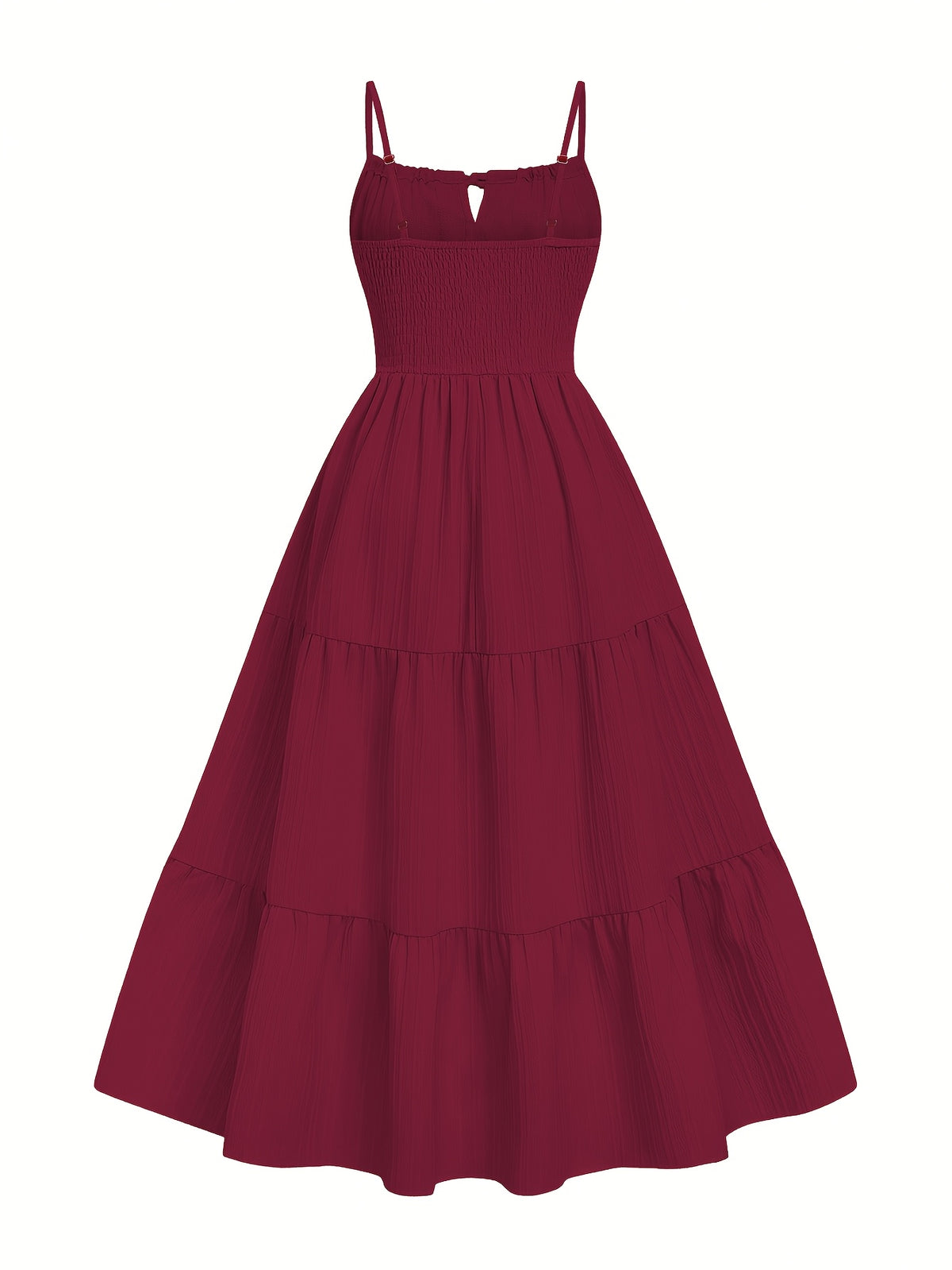 Dress, Lace Detail, Elegant Design, Suitable for Beach, Vacation, And Casual Wear - Burgundy