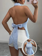 Summer Women'S Sexy Striped Sleeveless Backless Camisole - Mixed colors