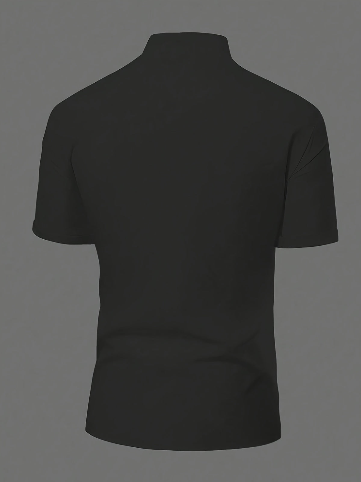 Men'S New Chinese Style Stand-Up Collar Short Sleeve Shirt, Slanted Collar Design with Oriental Elegance, Draping And Stiff Fabric, Delicate Texture And Skin-Friendly, Breathable And Non-Sweaty, Regular Hem with Design - Black