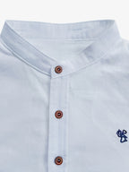 Men'S Stand-Up Collar Short Sleeve Shirt, High-Quality Solid Color Business Casual Top, Suitable for Spring Summer - White