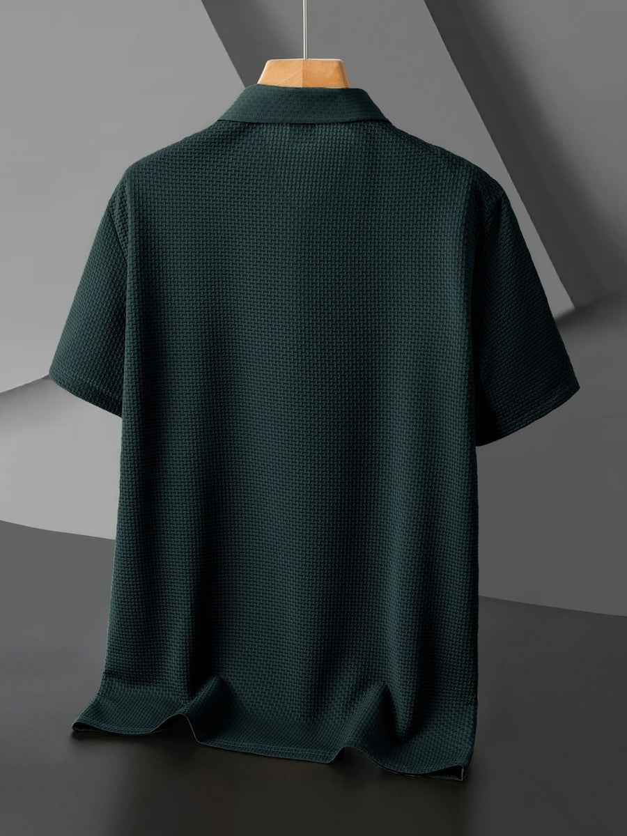 GS1080 Men's "C" Letter Print Breathable Summer Refreshing Quick-Dry Lapel Multi-pc 3pcs Polo Shirt, Men's Short-Sleeve T-Shirt, Men's Apparel Top for Golf, Fishing, Basketball, Camping, Beach - Charcoal-Green-Navy