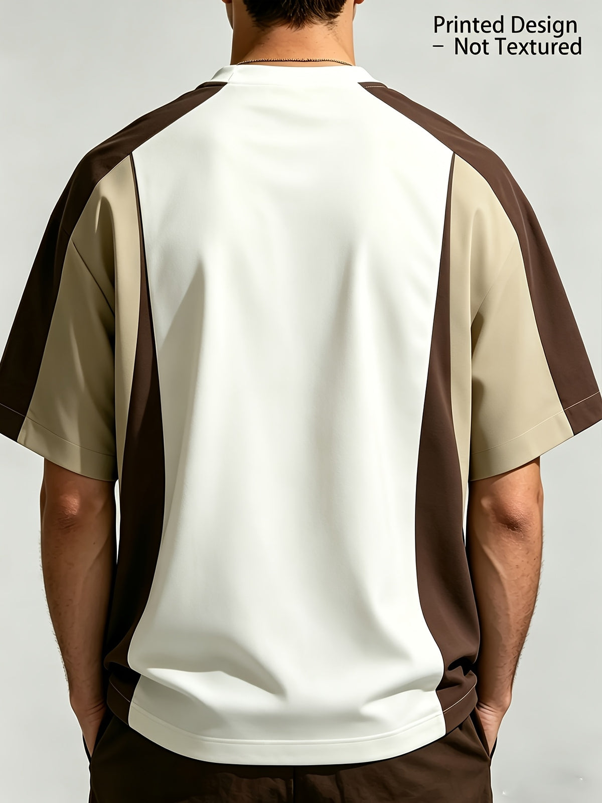 [Print Design-Not Textured 2D Printing] Plus Size Men'S White Brown Functional Print T-Shirt, Japanese Mountain Outdoor Style, Loose Short Sleeve - Mixed colors