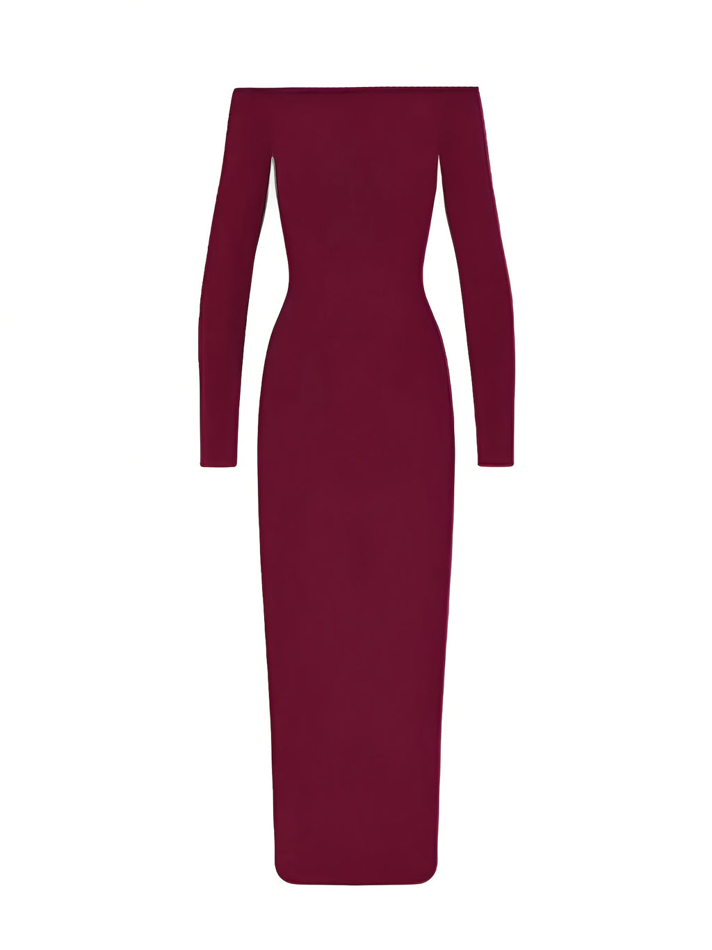 Women'S Spring Summer Elegant Off-Shoulder Long Sleeve Maxi Dress Bridesmaid Gown - Burgundy