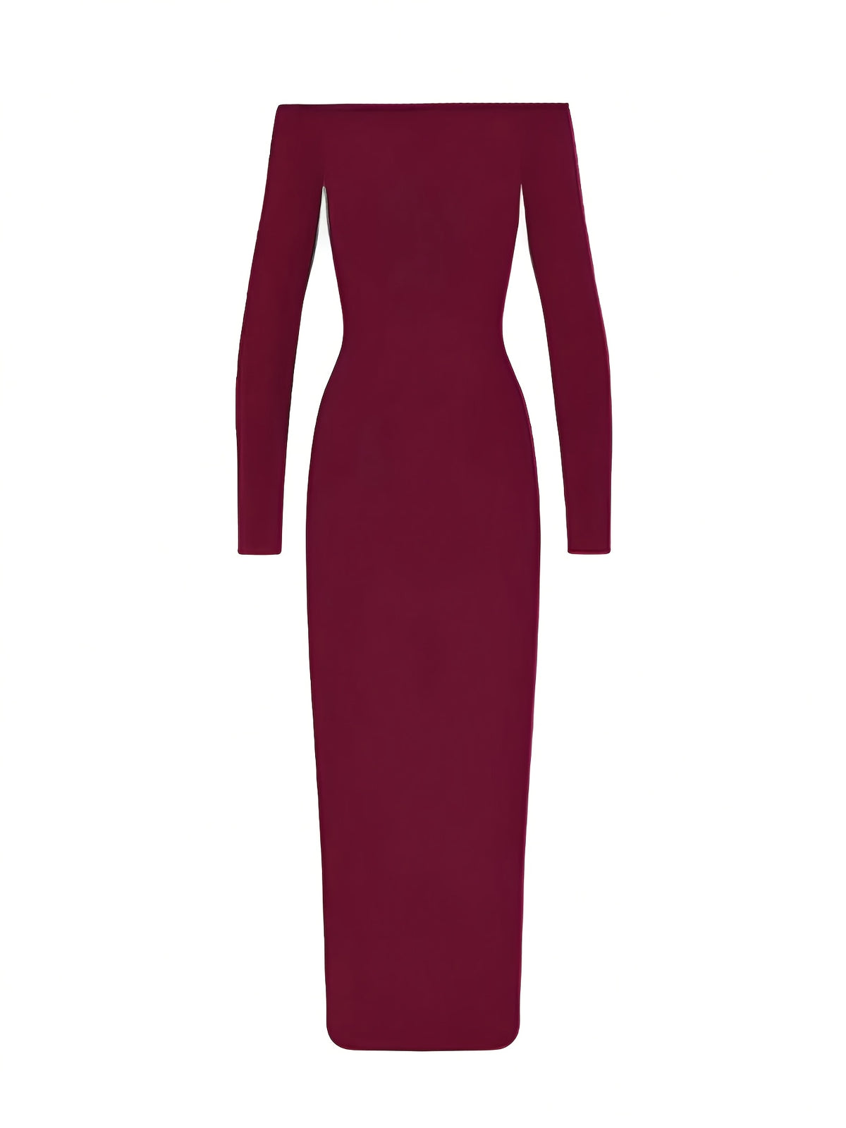 Women'S Spring Summer Elegant Off-Shoulder Long Sleeve Maxi Dress Bridesmaid Gown - Burgundy