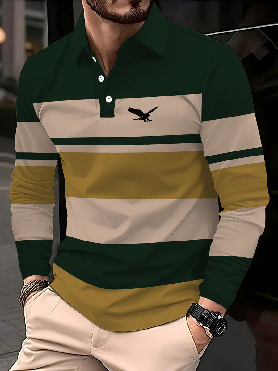 Men's Casual Long-Sleeve Polo Shirt, Versatile Spring/Autumn Lapel Slim-Fit Inner Top - Mixed Color 1