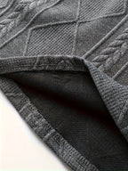 Men's Round Neck Casual Long Sleeve Top - Dark Gray