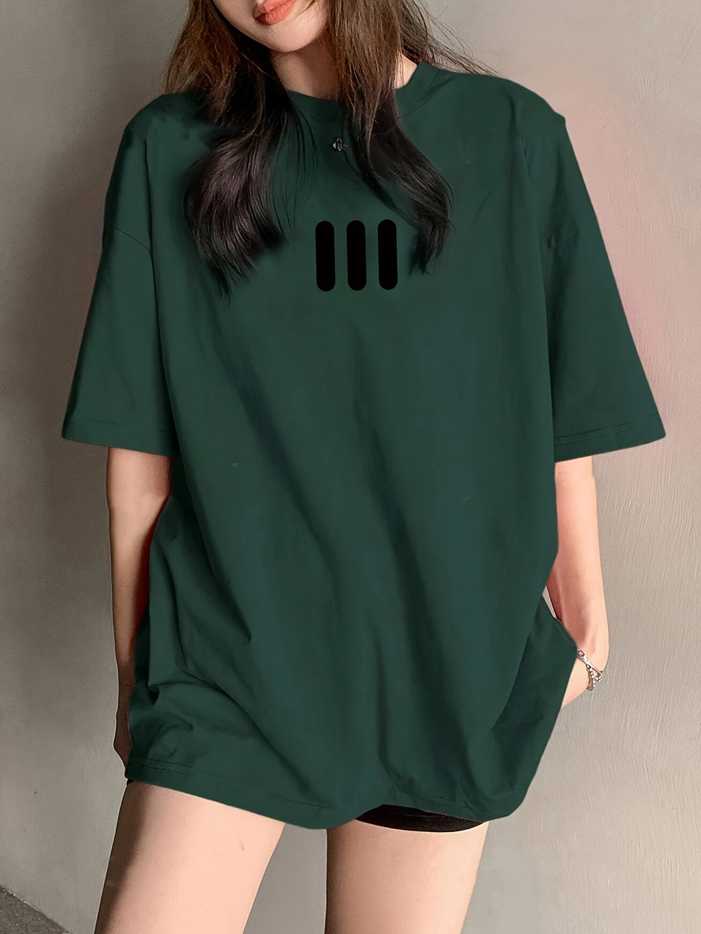 Vintage Fashion Short Sleeve T-Shirt for Women, Summer Cartoon Print Short Sleeve T-Shirt, Pure Short Sleeve T-Shirt Top, Unique Design Niche Chic Loose Fit Top Base Layer #3333 - Dark Green