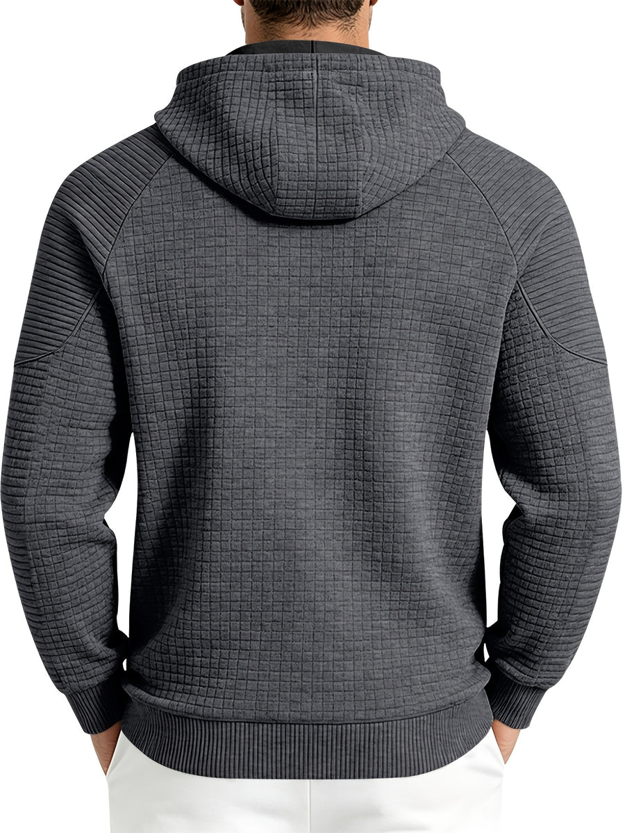 Maqiqi OBM Men's New Autumn/Winter Solid Color Warm and Comfortable Hooded Sweatshirt, Stylish and Versatile for Daily Casual, Work, Commuting, and Outdoor Activities - Dark Gray