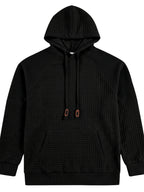 Maqiqi OBM Men's New Autumn/Winter Solid Color Warm and Comfortable Hooded Sweatshirt, Stylish and Versatile for Daily Casual, Work, Commuting, and Outdoor Activities - Black