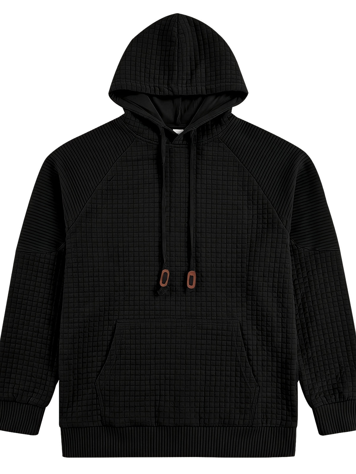 Maqiqi OBM Men's New Autumn/Winter Solid Color Warm and Comfortable Hooded Sweatshirt, Stylish and Versatile for Daily Casual, Work, Commuting, and Outdoor Activities - Black