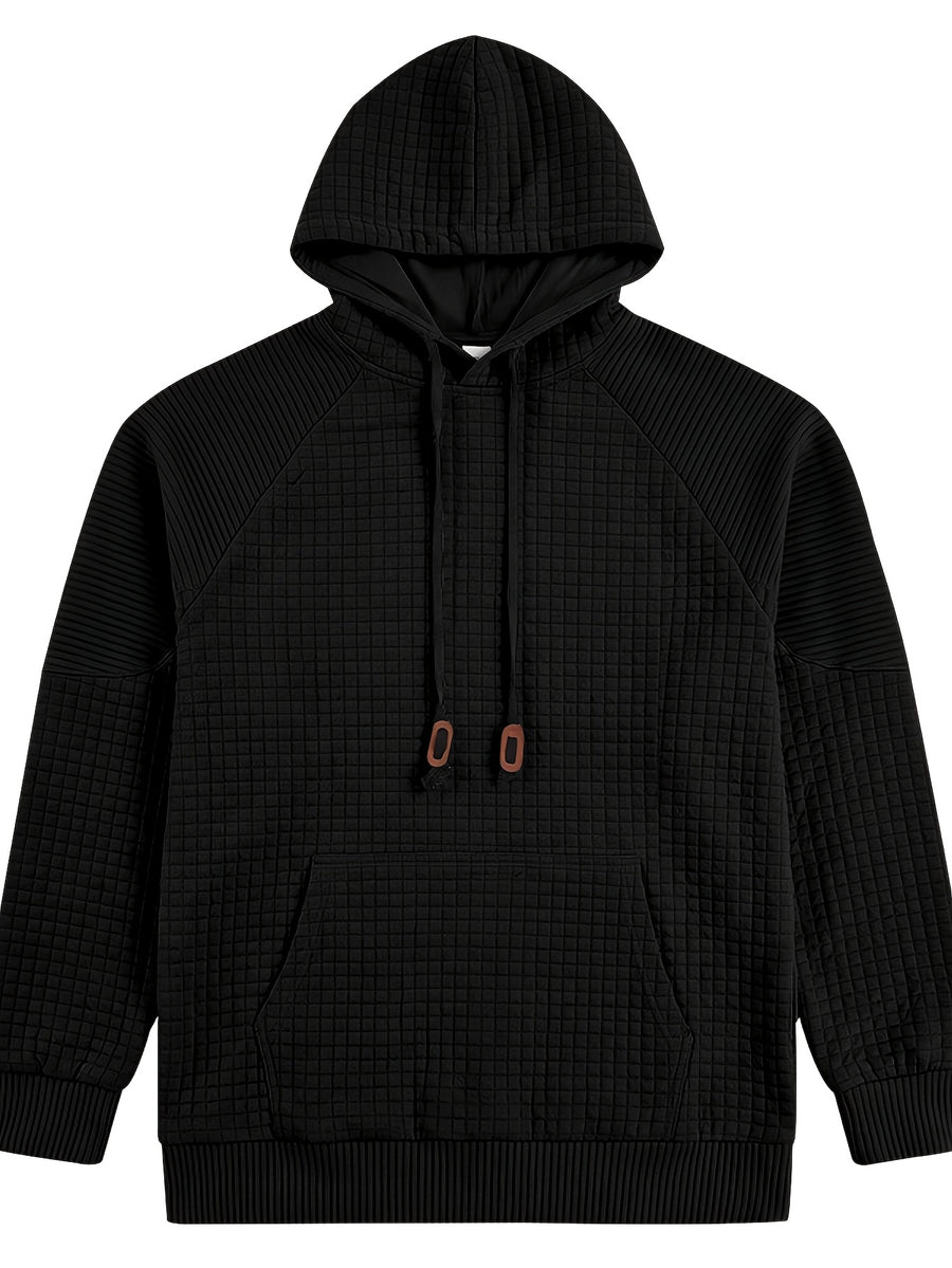 Maqiqi OBM Men's New Autumn/Winter Solid Color Warm and Comfortable Hooded Sweatshirt, Stylish and Versatile for Daily Casual, Work, Commuting, and Outdoor Activities - Black