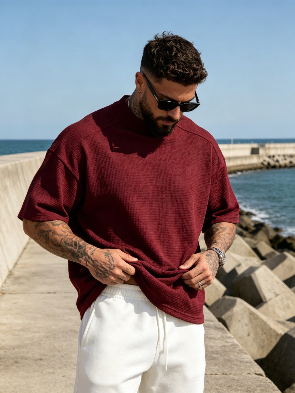 2pcs Set of Fashion Athletic Men'S Short Sleeve Shirts for Spring Summer And Summer, New Outdoor Casual Comfortable Cool Moisture-Wicking Trendy Versatile Easy Texture - Multicolor 6