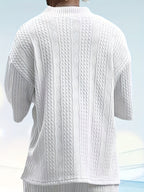 Men's Casual and Comfortable Outdoor Daily Sports Simple and Fashionable Youth High-quality Handsome American Versatile Knitted T-shirt Men's Summer Loose V-neck Sports Solid Color T-shirt Men - White