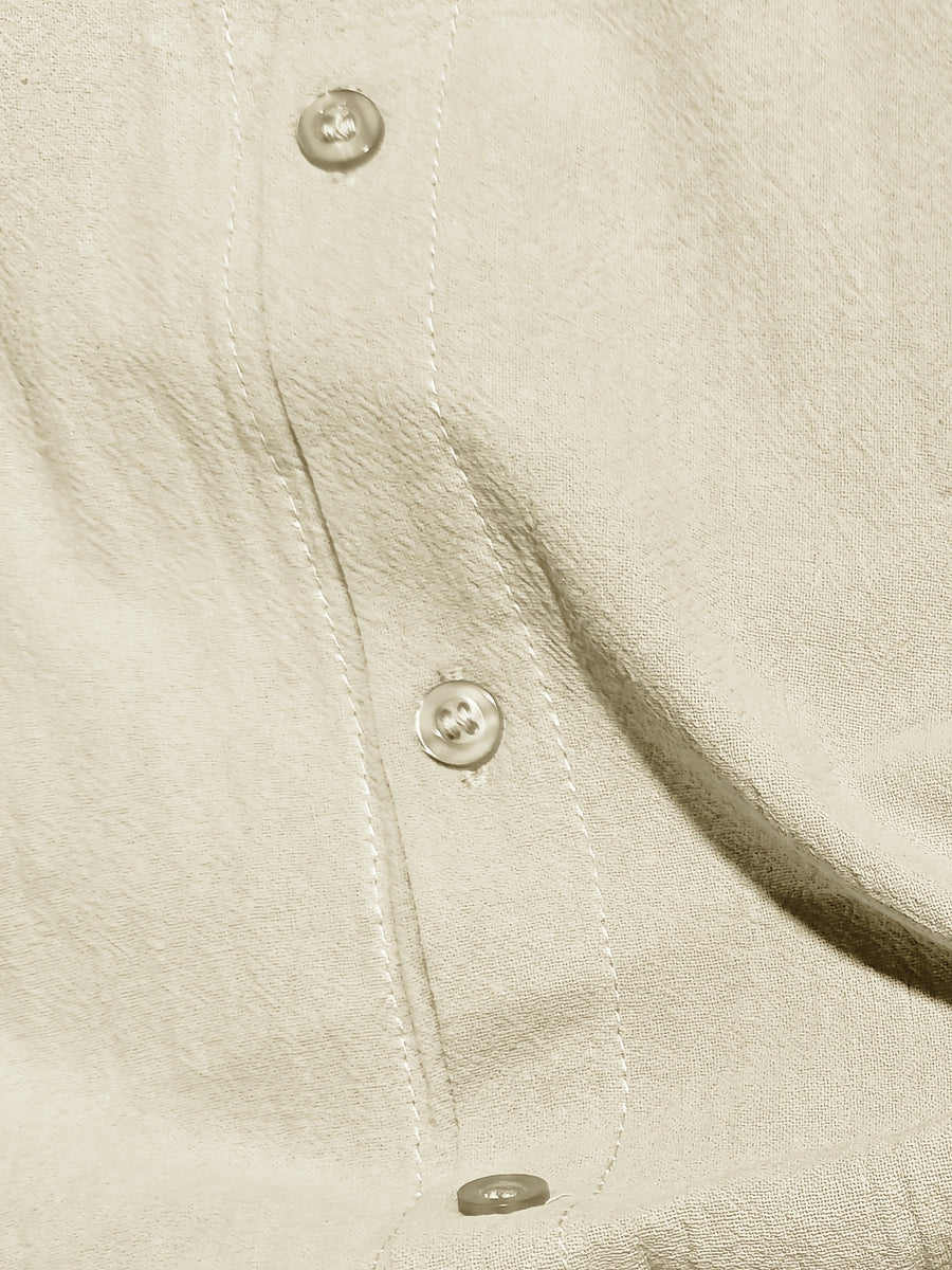 Casual Men's Pure-color Long-sleeved Shirt, a Classic and Versatile Button-up Cardigan, Skin-friendly, Breathable, and of Good Texture. Available in Multiple Colors, It Is the First Choice for Daily Commuting, Shopping, and Going Out. - Khaki