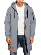 New Men's Casual Sports Sweatshirt and Hooded Long Knitted Jacket, Featuring a Multi-pocket Style. The Overall Fit Is Loose and Elegant. Fashionable Outdoor Casual Sweatshirt, Long-sleeved Cardigan, Hooded Design, Winter Clothes for Men - Light Grey