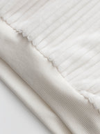 [Pearson OBM] Contrast Collar Half-Zipper Men'S Vertical Striped Long Sleeve Knit Sweater, Elbow Patch Casual Elastic Slim Commute All-Match Fall Top - Milky White