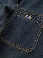 9011# Men's Loose Fit Non-Stretch Denim Shirt - Classic Collar Long Sleeve with Chest Pockets, Machine Washable Casual & Party Wear for Spring/Fall, Plus Size Available, Spring Fall Attire, Stylish Chest Pocketing, Durable Fabric, Nonstretch Material - Sea Blue