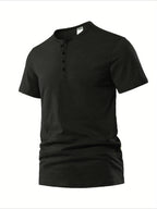 Men'S Summer Fashion T-Shirt Solid Casual Men'S Beach Vacation T-Shirt - Black