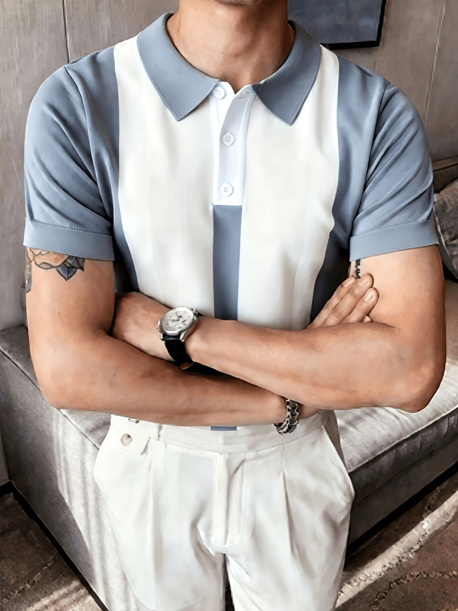 Men'S Color-Block Short Sleeve Polo Shirt, Soft Comfortable Breathable Outdoor Sports Or Home Casual Perfect Gift for Family - Mixed Color 2
