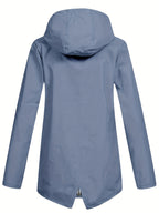 Autumn and Winter Striped Lined Hooded Windbreaker Jacket - Sky Blue