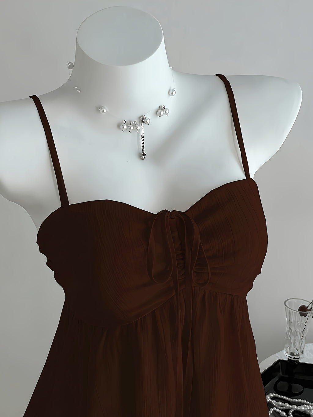 ZLLZ Women'S Cute Solid Color Cami Top, Summer - Coffee Brown