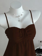 ZLLZ Women'S Cute Solid Color Cami Top, Summer - Coffee Brown