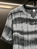 Men'S Casual T-Shirt American Summer Light Luxury Men'S Size Large Trendy Brand Men'S V-Neck Short Sleeve Loose Casual Tie-Dye Top in Stock - Grey