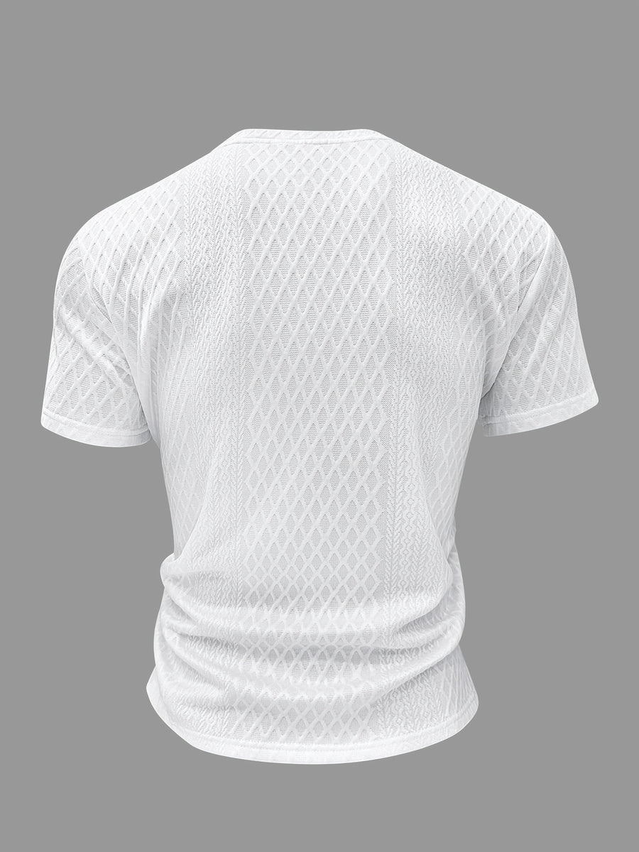 Men's New Textured Fabric Crew Neck T-Shirt - White
