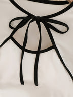 Women'S Color-Blocking Piping Lace-Up Slim-Fit T-Shirt - Mixed colors