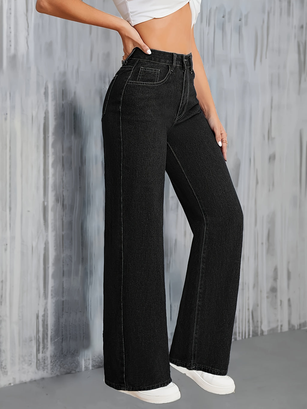 Micro-stretch Straight-leg Jeans, Casual and Fashionable with a Relaxed Fit - Graphite Color