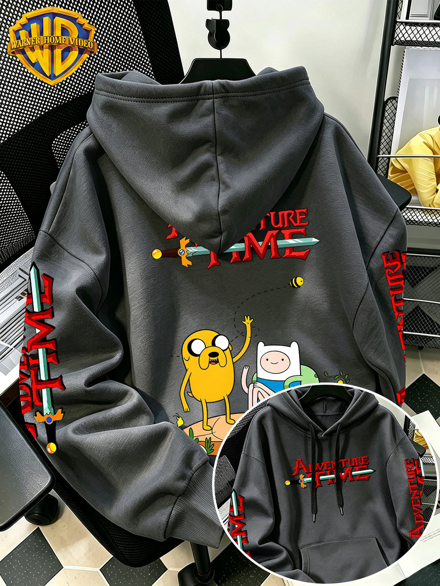By Warner Bros., 2026 New Adventure Treasure Print, Men's Hoodie, Hooded Sweatshirt, Kangaroo Pocket and Drawstring Hat, Suitable for Daily and Outdoor Sports Wear, Autumn and Winter Warm Jacket, Fashionable Jacket - Dark Gray