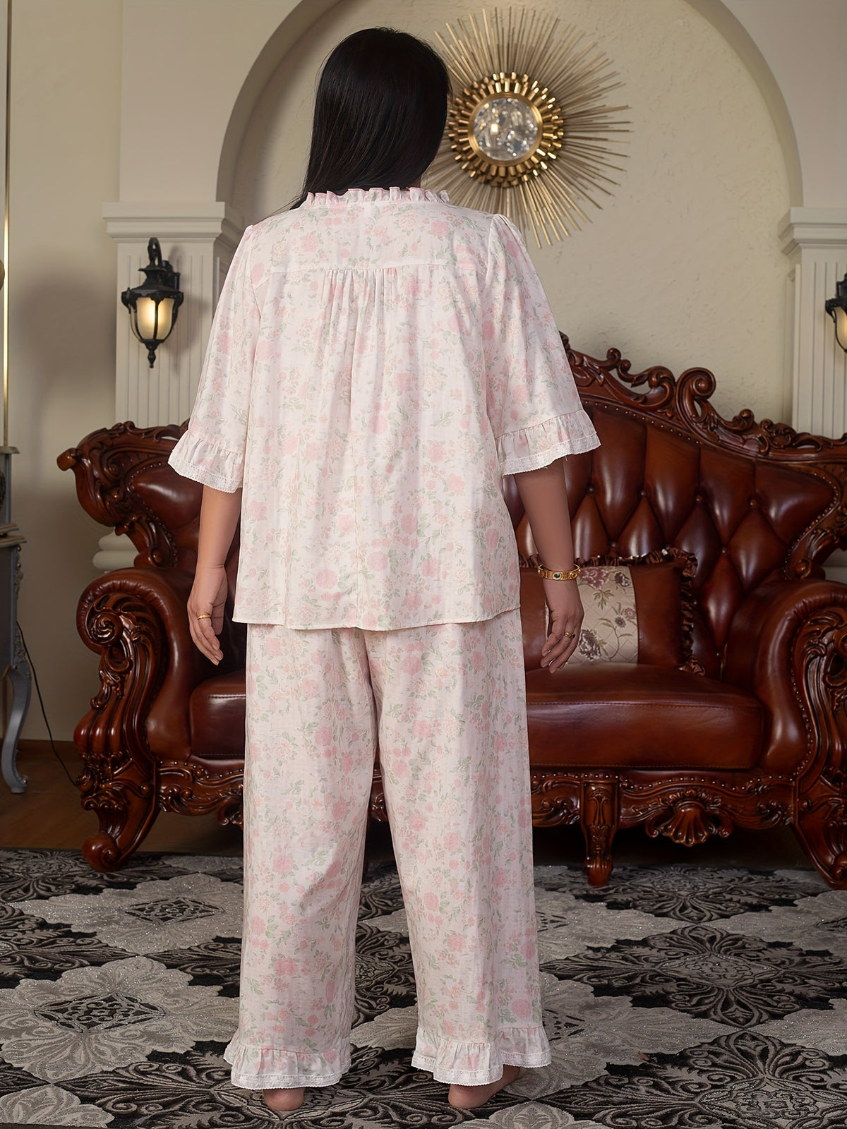 Plus Size Women's Pajama Set - Multicolor