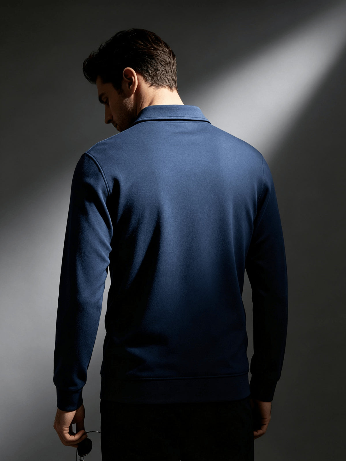 2026 New Men'S Long Sleeve Cargo Polo Sweatshirt, Double Pocket Lapel Design, Autumn Casual Commuter Pullover Top, Christmas Thanksgiving Gift for Boyfriend Husband - Dark Blue 1
