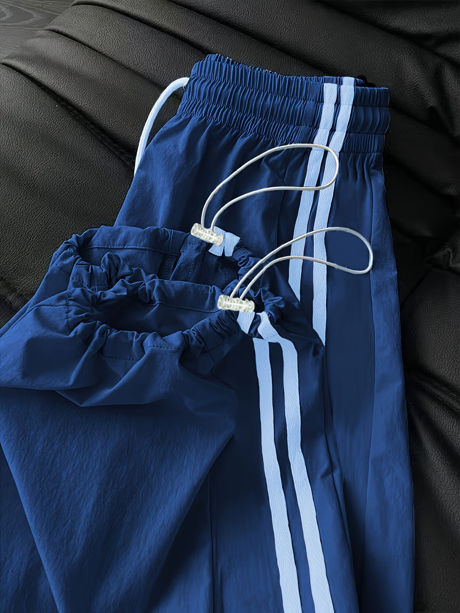 New High-Waisted Loose Ankle-Fit Quick-Dry Long Pants - Blue
