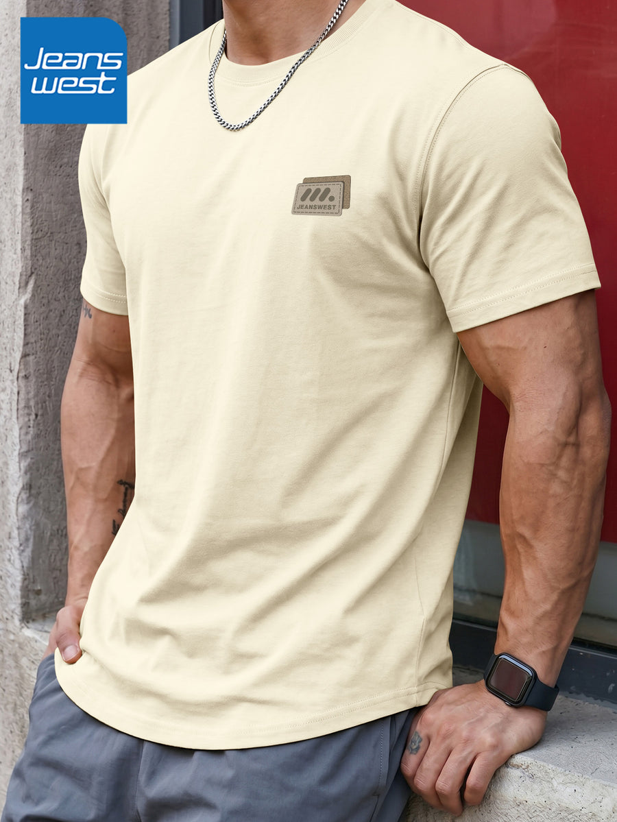 JEANSWEST Men'S Summer 100% Athletic Casual Short Sleeve T-Shirt, Loose Fit - Asami