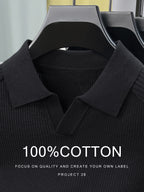 100% High Quality Light Luxury Style Men'S Short Sleeve Seagull Collar Pullover Knit POLO Shirt Fashion Casual Suitable for Outdoor Sports Golf Base Layer Top Vertical Stripe Pinstripe Texture Hollow Design Easy Commuter Light Business Style Lapel C - Extra Black