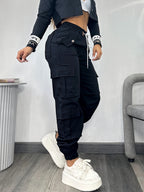 Christmas, Women'S Casual Drawstring Elastic Waist Jogger Pants, Minimalist Design Y2K Street Style Multiple Pockets Spring/Summer - Deep Grey