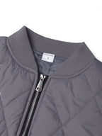 Autumn Winter New Fashion Trendy Black LA Pattern Outdoor Activity Casual Commute Leisure Baseball Collar Classic Style Men'S Non-Stretch All-Match Striped Jacket Coat - Dark Gray