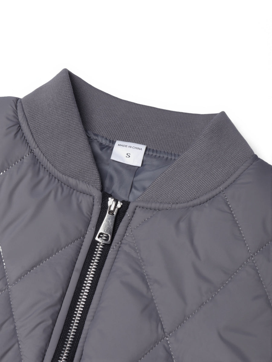Autumn Winter New Fashion Trendy Black LA Pattern Outdoor Activity Casual Commute Leisure Baseball Collar Classic Style Men'S Non-Stretch All-Match Striped Jacket Coat - Dark Gray