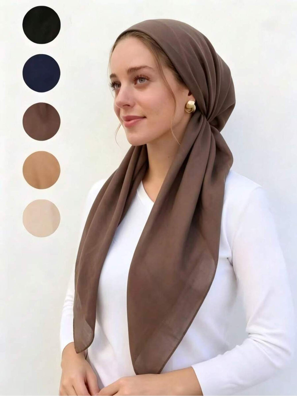 1pc Women's Arabic Turban Headscarf - Soft Instant Wrap Hat, Solid Color Suitable for All Daily Wear, Conservative Muslim Head Cover for Spring/Autumn, Hand Washable Traditional Robe Accessory - Dark Brown