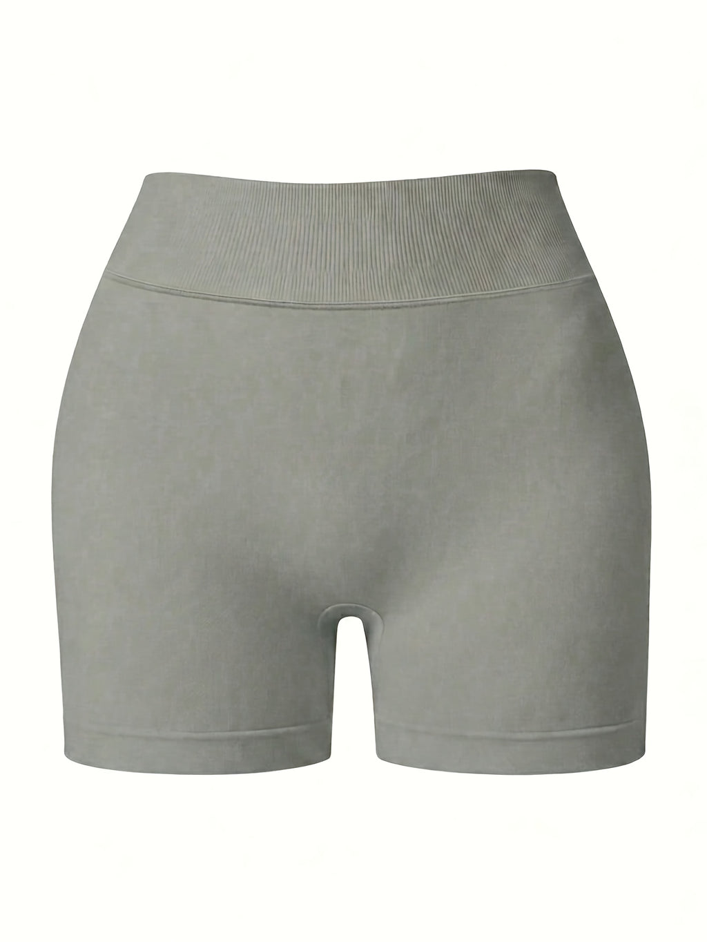 Contouring Workout Shorts, Stretchy Fitted Design, with Waist Shaping Elastic And Wrinkle Accent, Comfortable Elastic Waistband with -Lifting Wrinkles, Creating a Contouring Look, Elastic Waistband with Wrinkle Detail for -Lifting Effect - Light Grey