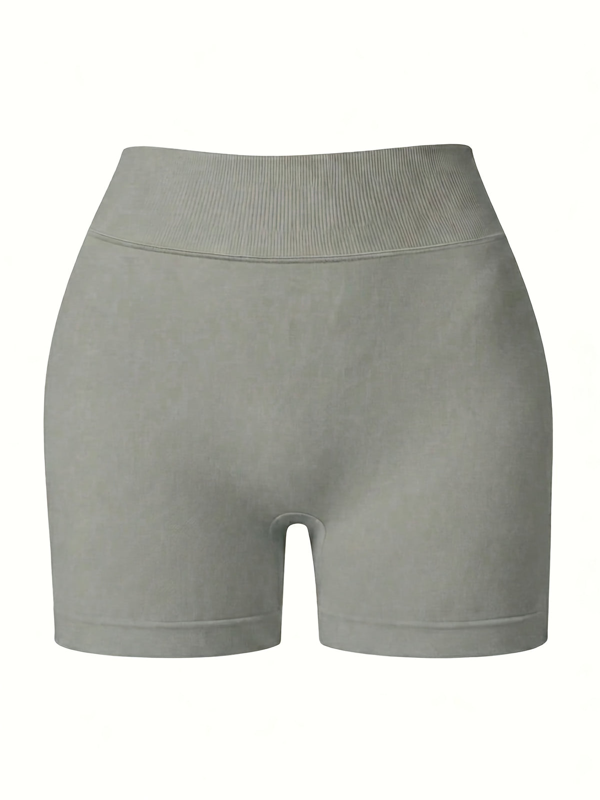 Contouring Workout Shorts, Stretchy Fitted Design, with Waist Shaping Elastic And Wrinkle Accent, Comfortable Elastic Waistband with -Lifting Wrinkles, Creating a Contouring Look, Elastic Waistband with Wrinkle Detail for -Lifting Effect - Light Grey