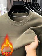 Men's Crew Neck Thickened Sweatshirt, Pullover Long Sleeve Sweatshirt, for Standalone Wear or Layering in Autumn/Winter, Ribbed Cuffs and Hem - SINBOS - Mocha