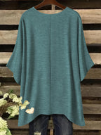 Plus Size - Plus Size - Fashionable New Polo with Buttons, Women'S Plus Size Short Sleeve T-Shirt, Unique Short Sleeves, Stylish Casual Women'S Wear, Loose Fit Clothing, Additions Not Included - Dark Cyan